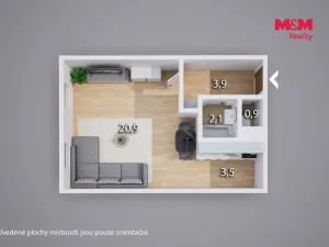 Prodej bytu 1+kk, Chlumec, Zalužanská, 34 m2