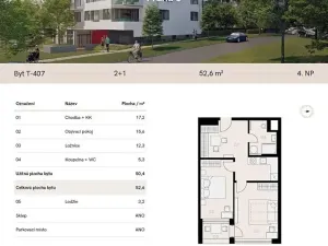Pronájem bytu 2+kk, Praha - Hlubočepy, Vítové, 53 m2