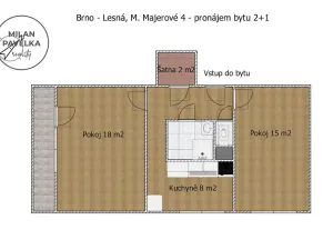 Pronájem bytu 2+1, Brno - Lesná, Marie Majerové, 58 m2
