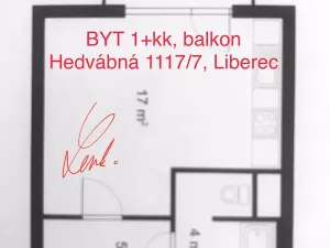 Pronájem bytu 1+kk, Liberec - Liberec VI-Rochlice, Hedvábná, 35 m2