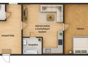 Pronájem bytu 2+kk, Hradec Králové, Bidlova, 59 m2