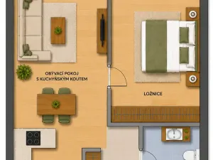 Pronájem bytu 2+kk, Praha - Vysočany, Gerstelova, 52 m2
