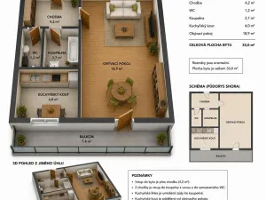 Pronájem bytu 1+1, Bílina - Pražské Předměstí, Fügnerova, 33 m2