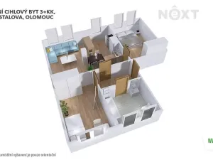 Pronájem bytu 3+kk, Olomouc, Přichystalova, 67 m2