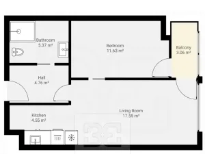 Pronájem bytu 2+kk, Praha - Košíře, Vrchlického, 43 m2