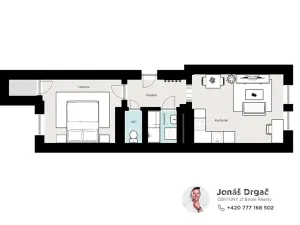 Pronájem bytu 2+kk, Praha - Nusle, Sezimova, 54 m2