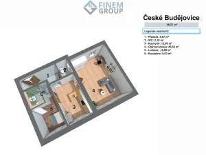 Prodej bytu 2+1, České Budějovice, 58 m2