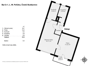 Pronájem bytu 2+1, České Budějovice, L. M. Pařízka, 53 m2