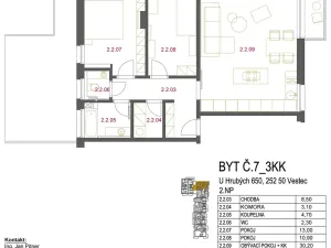 Prodej bytu 3+kk, Vestec, U Hrubých, 73 m2