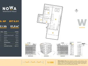 Prodej bytu 2+kk, Praha - Nové Město, Wenzigova, 62 m2