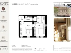 Prodej bytu 2+kk, Praha - Smíchov, Grafická, 42 m2