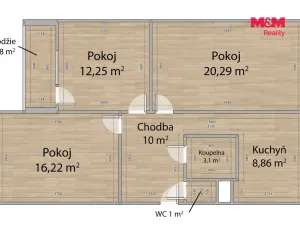 Prodej bytu 3+1, Domažlice - Týnské Předměstí, Michlova, 80 m2