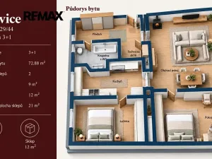Prodej bytu 3+1, Milovice, Dukelská, 72 m2