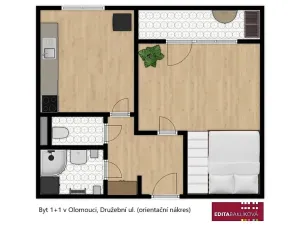 Pronájem bytu 1+1, Olomouc, Družební, 36 m2
