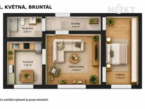 Prodej bytu 2+1, Bruntál, Květná, 44 m2