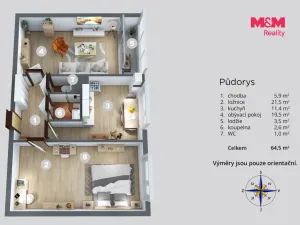 Prodej bytu 2+1, Ústí nad Labem - Severní Terasa, Stavbařů, 62 m2