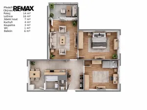 Prodej bytu 3+1, Horšovský Týn, Lidická, 72 m2