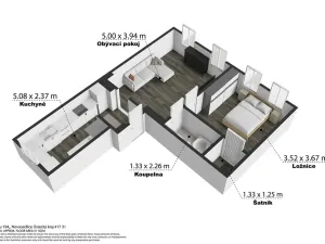 Prodej bytu 2+1, Novosedlice, Míru, 58 m2