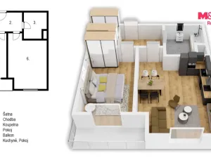Pronájem bytu 2+kk, Pardubice - Ohrazenice, U Sportovní školy, 54 m2