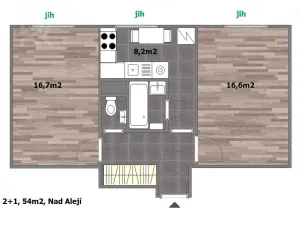 Pronájem bytu 2+1, Praha - Břevnov, Nad alejí, 54 m2