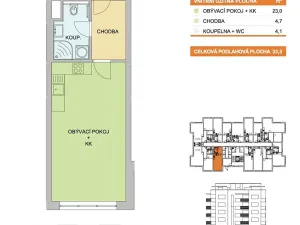Pronájem bytu 1+kk, Olomouc, Edvarda Beneše, 33 m2