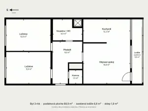 Prodej bytu 3+kk, Praha - Kamýk, Zimova, 69 m2