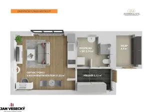 Prodej bytu 1+kk, Plzeň, Železná, 38 m2