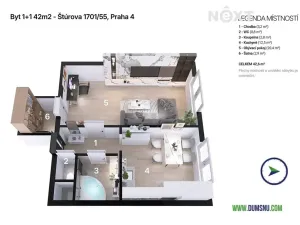 Prodej bytu 1+1, Praha - Krč, Štúrova, 42 m2