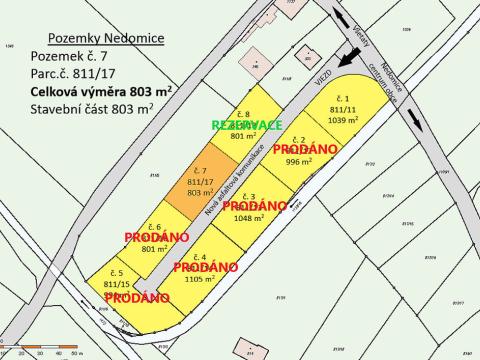 Prodej pozemku, Nedomice, 803 m2