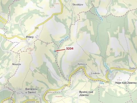 Dražba lesa, Benešov u Semil, 3536 m2