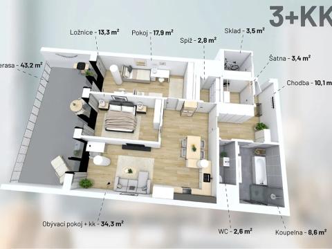 Prodej bytu 3+kk, Třebíč, Tomáše Bati, 100 m2
