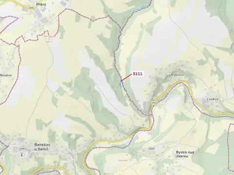 Dražba lesa, Benešov u Semil, 2958 m2