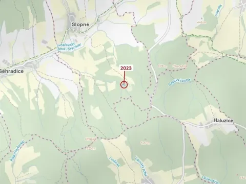 Dražba pozemku, Slopné, 1294 m2