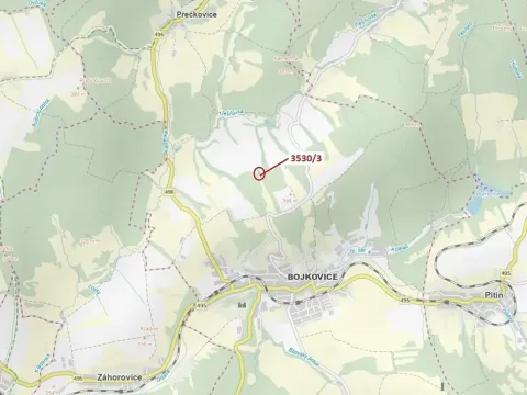 Dražba pozemku, Bojkovice, 537 m2