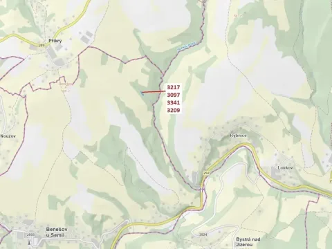 Dražba lesa, Benešov u Semil, 1649 m2